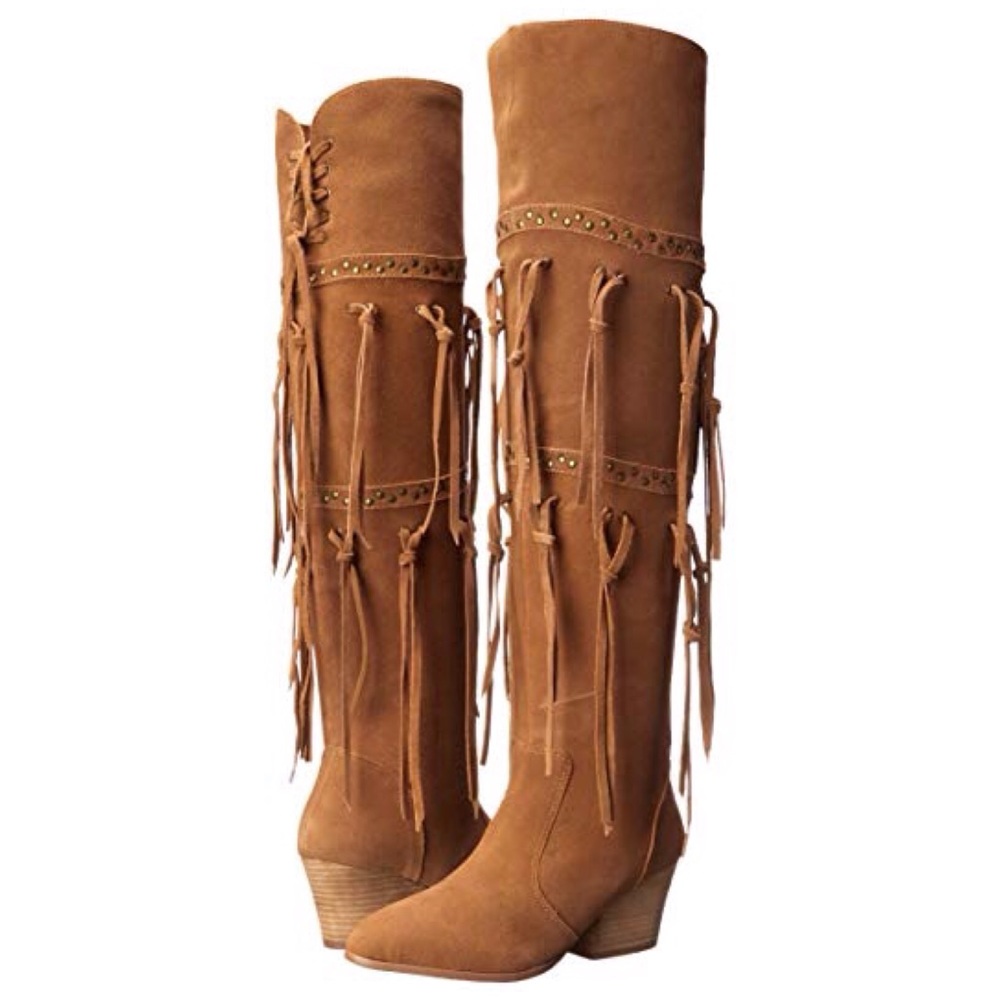 Mojo Moxy Brown Toreador Over knee Fringe Boots - Picture 7 of 8